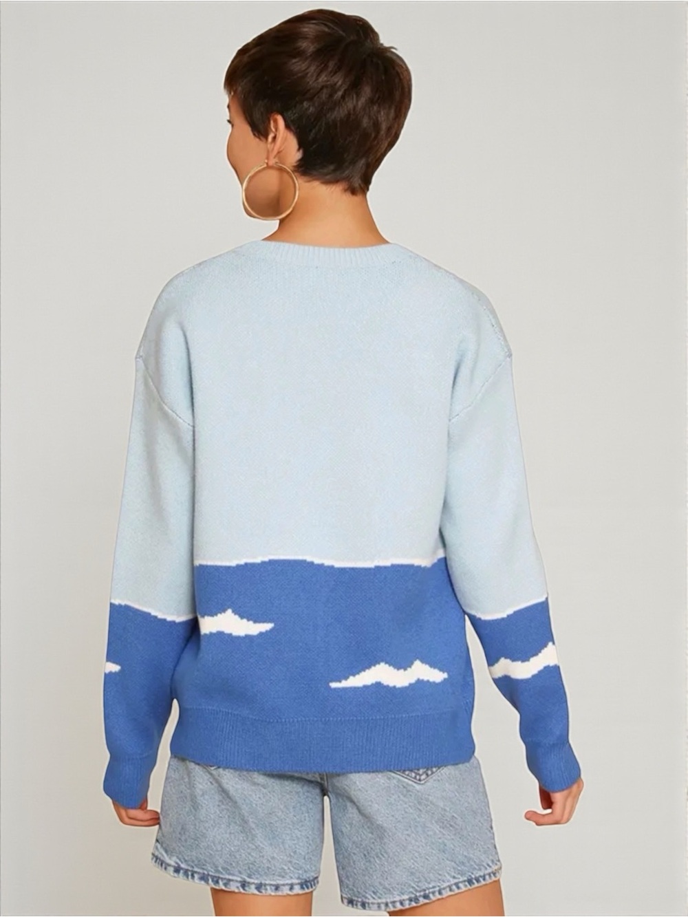 Shark Graphic Knit Sweater NWT Medium Coastal Beach Miss Sparkling - Picture 4 of 5